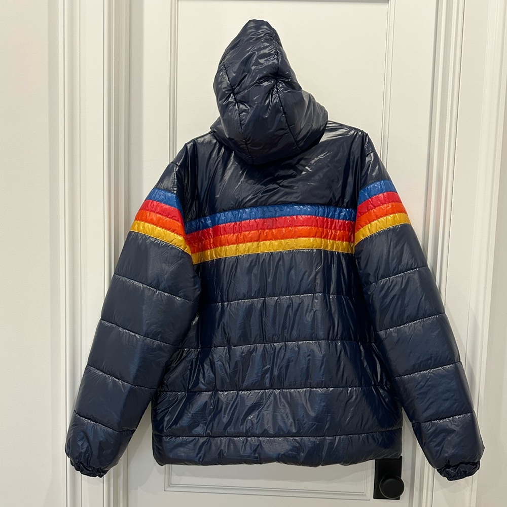 AVIATOR NATION 4 STRIPE LUXE TREKKER HOODIE JACKET - GLOSSY NAVY SIZE XL - Picture 7 of 13